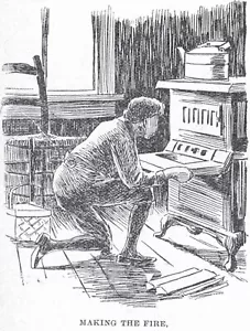 Vintage Illustration, Making The Fire, "Tan Pile Jim" Archival Print: 3 Sizes - Picture 1 of 1