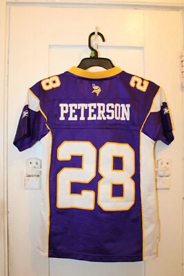 Camiseta REEBOK On Field Minnesota Vikings Adrian Peterson #28 NFL Juvenil Pequeña 8 Foto 1 de 4