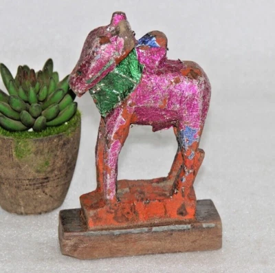 Originale Indiano Mucca Statua, Arredo Casa, Legno Nandi Figura, Vintage Decor - Immagine 1 di 4