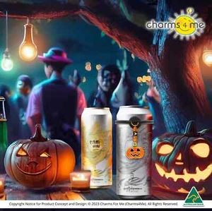 Personalised Halloween Drink ID (G): Black Silicon Band, Pumpkin Face Charm - Foto 1 di 9