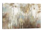 Art mural forestier - peinture de paysage forêt ensoleillée, toile bouleau moderne avec...