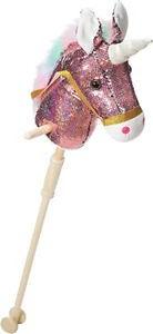 Stick Horse Plush Handcrafted Hobby Horse on a Stick with Wood Wheels Real Pony - Picture 1 of 8