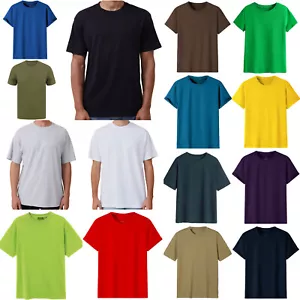 Adult 100% Cotton T-Shirt Unisex Men's Basic Plain Blank Crew Tee Tops Shirts - Picture 1 of 28