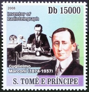 Sao Tomé 2008 postfrisch, Marconi Nobel Physik, erfundener Radiotelegraph  - Bild 1 von 1