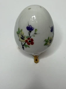 Vintage Enesco eiförmiger Salz- und Pfefferstreuer einzeln lila & rosa Blumen Gold - Bild 1 von 4