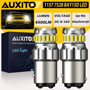 AUXITO 1157 CANBUS LED Brake Reverse Turn Signal Sidemarker Light Bulbs White - Picture 1 of 18