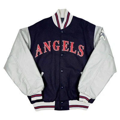 Chaqueta Bomber De Colección Rara MLB California Angels Starter Lana y Cuero Para Hombre’s XL Foto 1 de 4