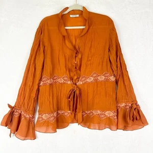 Kaelyn Max Vintage Y2K Ruffle Coquette Crinkle Top Size 1X Boho Retro Fairy - Picture 1 of 7