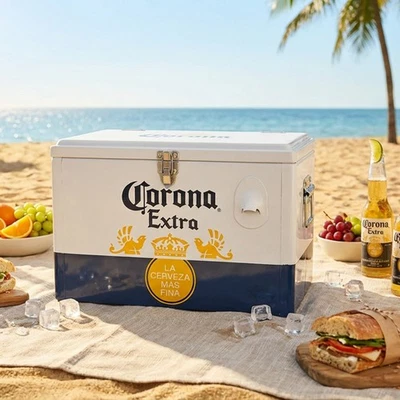 Enfriador de caja de hielo con aislamiento de metal Corona Extra 20L, perfecta elección de vacaciones Foto 1 de 4