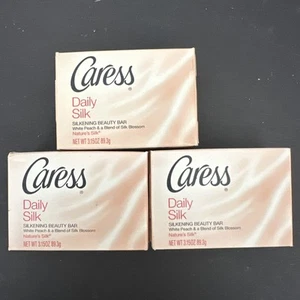 NEU Vintage Caress Daily Silk Beauty Bar weiß Pfirsich Seidenblüte Seife Menge 3 - Bild 1 von 2