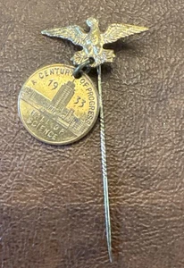 Vtg 1933 Chicago Worlds Fair Hall Of Science Eagle Stick Pin Lord's Prayer Token - Bild 1 von 8
