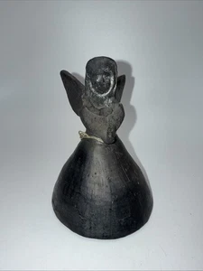 Vtg Handmade Raku Pottery Angel Bell Hands In Prayer 5”Hx 3.5” - Picture 1 of 8