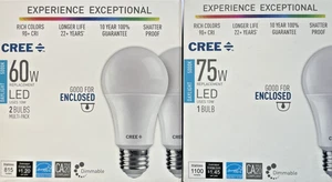 3 BULBS CREE LED 2 x 60W + 1 x 75W A19 DAYLIGHT Dimmable Light Bulb Very Best! - Picture 1 of 6