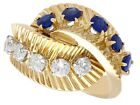 0.69 Ct Sapphire & 0.55 Ct Diamond 18k Yellow Gold Dress Ring Vintage Circa 1960