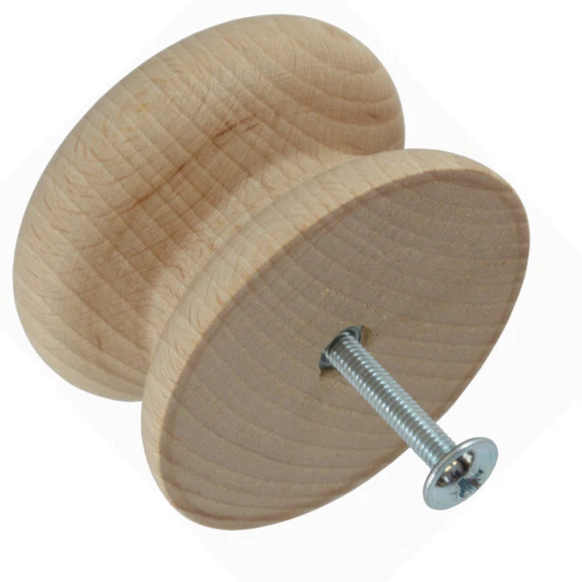 * Wooden Beech Drawer Knobs with Insert & Screw 25-53mm PICK SIZE, QUANTITY * + - Image 1 of 1