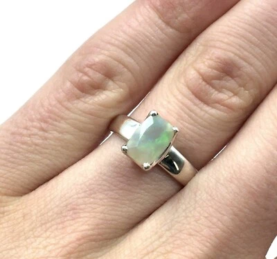 Anello in argento 925 2,66 ct opale gioiello opale pregiato sfaccettato massi... - Immagine 1 di 4