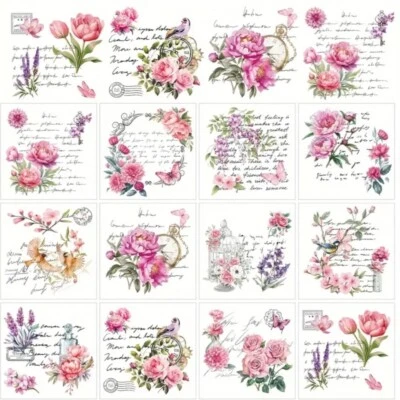 Rub on transfer Sticker 3 Bögen je Set Blumen Schmetterlinge Vögel Vintage - Bild 1 von 2