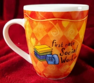Taza de café de porcelana para trabajador social de primera clase. Historia y heráldica - Imagen 1 de 9