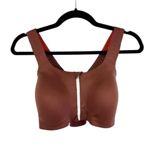 Brooks Holds Me In Run Sports Bra 38 C/D Zip Front Closure Copper Brown Wireless - Picture 1 of 10