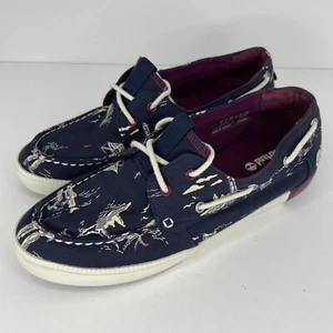 Timberland Clásico 2 Ojos Azul Marino Newport Bay Mujer Talla 10 Lona Bote Zapato - Imagen 1 de 9