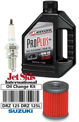 For Suzuki DRZ 125 DRZ 125 L Synthetic Oil Change Kit NGK Spark Plug Oil Filter - Image 1 of 2