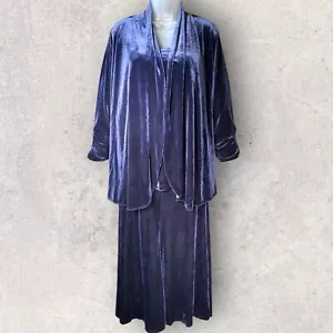Susan Graver 1X Samt 3-teiliges Set Jacke Shell Maxirock Brautmutter - Bild 1 von 20
