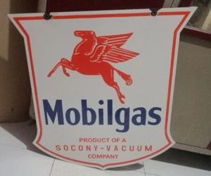 Mobil Oil  Socony Rare Porcelain Enamel Heavy Metal 24 inches Double Side - Picture 1 of 2