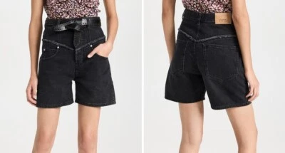 Pantalones Cortos Denim ISABEL MARANT Negros Oreta Cintura Alta Talla 34/2/XS Foto 1 de 4