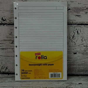 Staples Rolla schweres Nachfüllpapier Junior Größe 70 linierte Blätter 5,5 x 8,5 - Bild 1 von 4