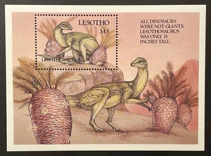 FRANCOBOLLI DINOSAURO LESOTHO FOGLIO RICORDO '92 MNH ANIMALI PREISTORICI LESOTHOSAURUS - Foto 1 di 1