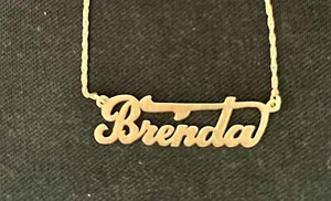 Vintage BRENDA 14k Gold necklace & Name Plate Bar Link Chain Necklace - Picture 1 of 6