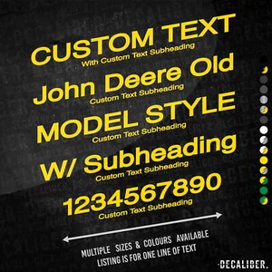 Maßgeschneiderter Text John Deere alter Modellstil mit Unterüberschrift Aufkleber viele Farben Größen - Bild 1 von 17