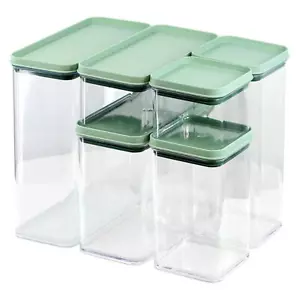 Food Storage Containers Set of 6 Stackable Cereal Plastic Containers with Lid - Picture 1 of 7