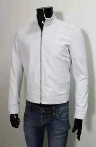 Luxury New Men's White Leather Jacket Pure Soft Sheepskin Western Party Jacket - Picture 1 of 6