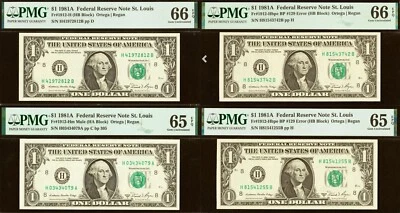 1981A $1 Federal Reserve Note PMG 66EPQ misplaced back plate error Fr 1912-Hbpe - Image 1 of 4