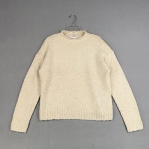 J Crew Sweater Womens Medium Cream Wool Alpaca Bouclé Mockneck Cozy Minimal Luxe - Picture 1 of 13