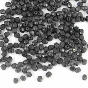 F4 NM *** 60 perles à facettes verre de Bohême 4mm NOIR MAT - Picture 1 of 1