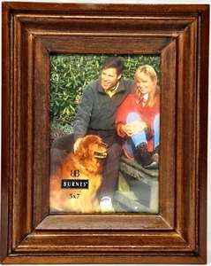 Burnes of Boston Teak Wooden Photo Frame for 5x 7" Picture Easel or Wall Hanging - Picture 1 of 6