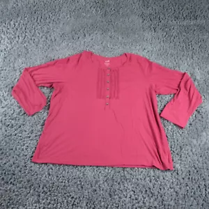 Camisa Jill Mujer 2X Rosa Ondulado Frontal Henley Pima Manga Larga Camiseta - Imagen 1 de 11