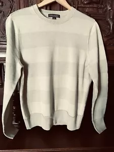 Maglione girocollo Banana Republic UOMO SMALL lana merino extra fine righe cachi - Foto 1 di 7