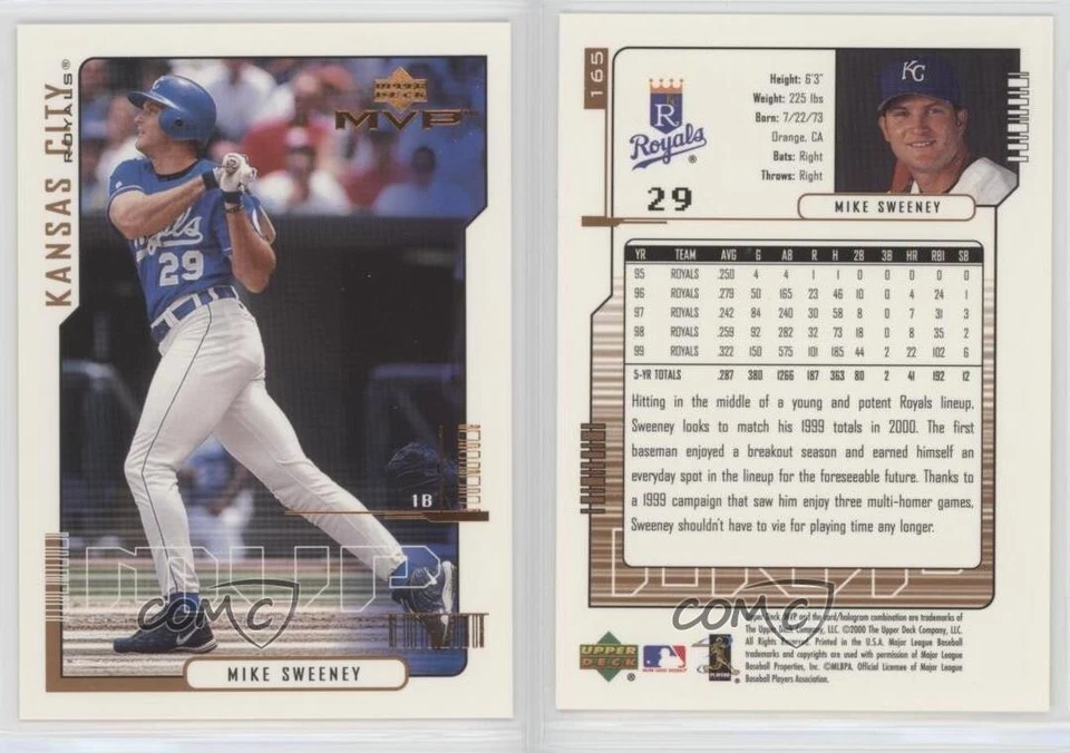 2000 Upper Deck MVP Mike Sweeney #165 - Image 1 of 1