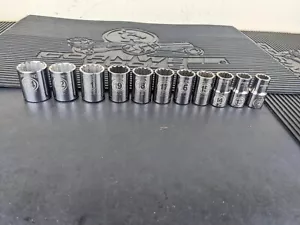#ax366 ARMSTRONG METRIC 1/2 DR 12PT SOCKET SET SIZE 12-19MM, 21,22 24 USA GMTK - Picture 1 of 16