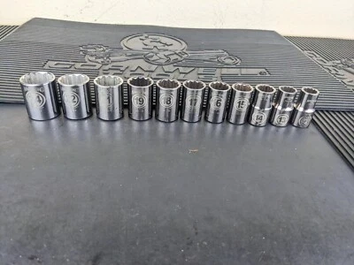 #ax336 ARMSTRONG METRIC 1/2 DR 12PT SOCKET SET SIZE 12-19MM, 21,22 24 USA GMTK - Image 1 of 4