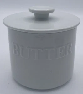 Fitz and Floyd Porcelain Everyday White Butter Bell Keeper Crock  - Picture 1 of 6