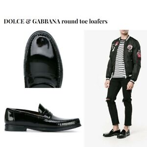 Gorgeous Dolce And Gabbana Men Black Leather Patent  Loafers 9uk Size! Sold Out!