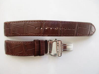 Correa de reloj de cuero marrón estampado cocodrilo Seiko - cierre plegable - 21 mm Foto 1 de 4