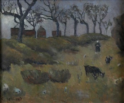 Anc. Huile sur toile signée nabis ?entourrage de l'école de Pont aven Bretagne - Photo 1/4