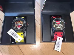 Herrenuhr Ed Hardy matt gelb und rot Silikonarmband 46 mm Tigerschädel Posten - Bild 1 von 4