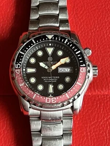 Deep Blue Pro Sea Diver 1k 1000m Automatic Black Dial Dive Watch Rare - Picture 1 of 13