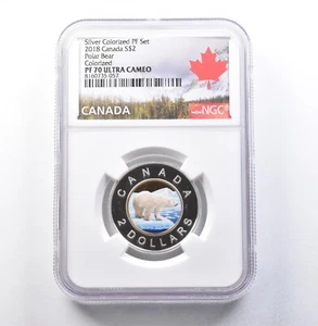 2018 Canada 2 Dollars Silver Polar Bear Colorized Proof Set PF70 UCAM NGC *5855 - Picture 1 of 3